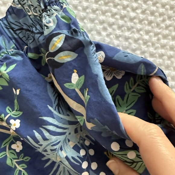 Rifle Paper Co. Poplin Button Front Short Pajama Set Size Small Peacock Print - Picture 13 of 14